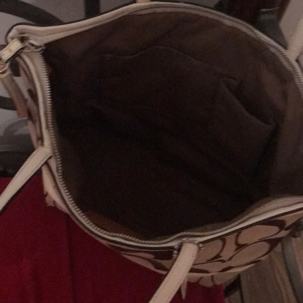 Beige and brown coach bag